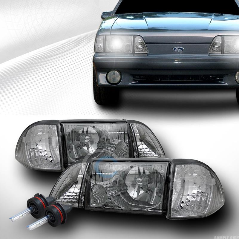 6000k hid xenon+chrome head lights+parking corner+signal ks 87-93 ford mustang