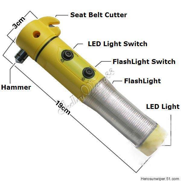 4-in-1 led flashlight torch hammer cutter magnet stand