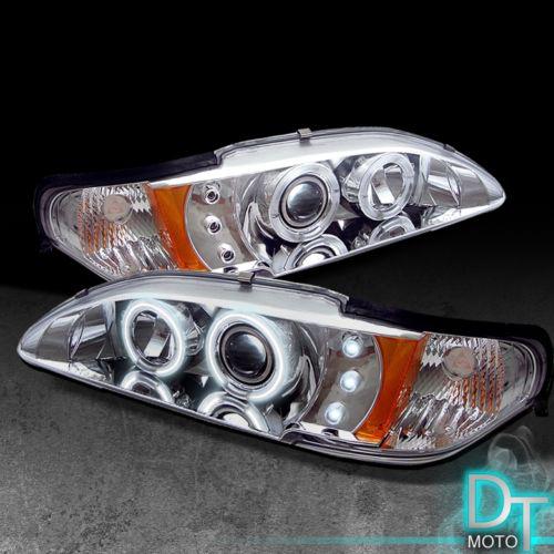 94-98 ford mustang ccfl halo projector led headlights lights lamps left+right