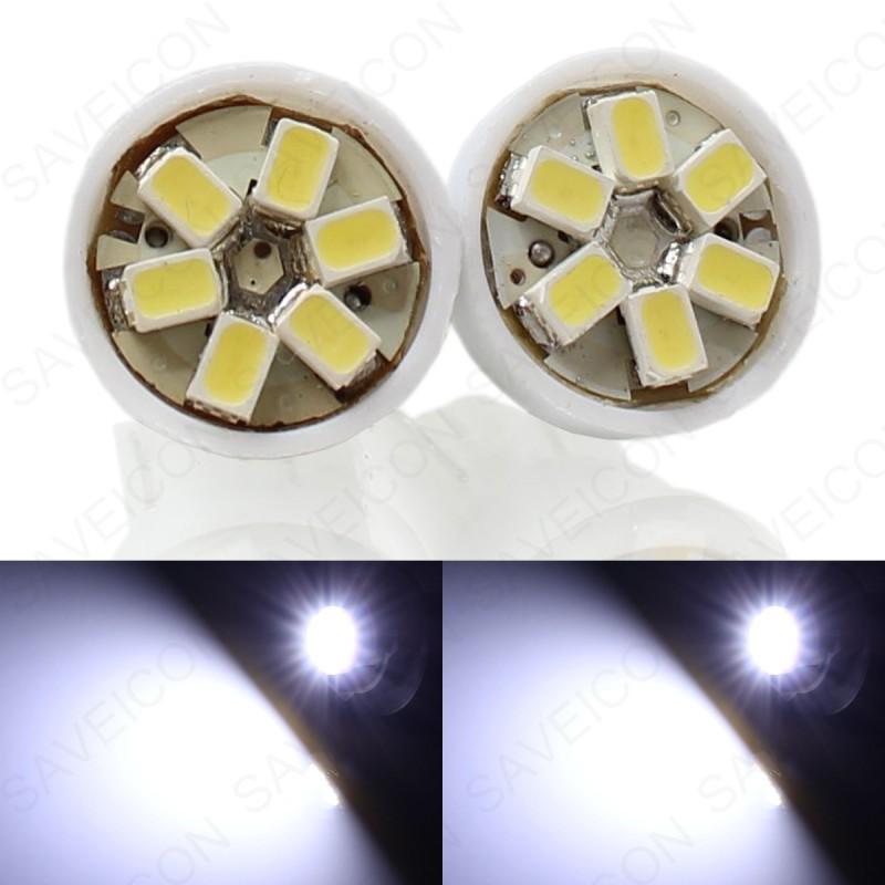 2 pcs 6-smd white t10 wedge interior map led light bulb 198 164 2825 w5w 192