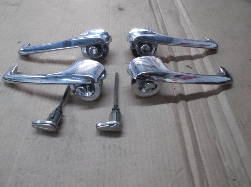 Good used set of 4 outside door handles 1951 mercry sedan chrome is good