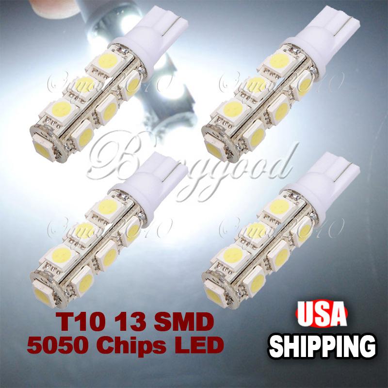 4x t10 194 w5w 5050 chips 13 smd led car wedge light bulb lamp xenon white us