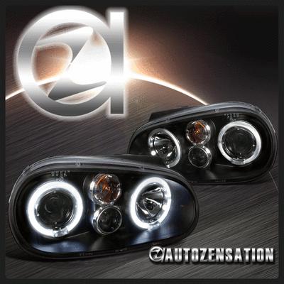 99-06 volkswagen golf gti mk4 black halo projector fog drl headlights