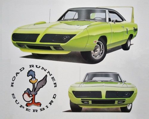 Road runner superbird plymouth - 1970 1969 1968 440+6 - 12 dealer posters prints