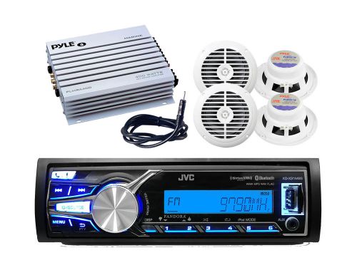 New jvc usb/aux ipod input marine receiver, 400w amp, antenna, 2 marine speakers