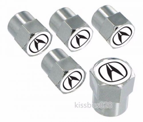 5pcs abs white top tire stem valve caps for acura