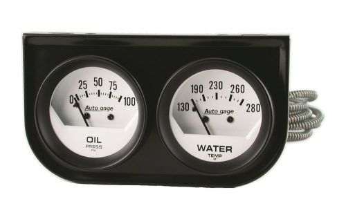 Auto meter 2323 autogage; white oil/water gauge; black console