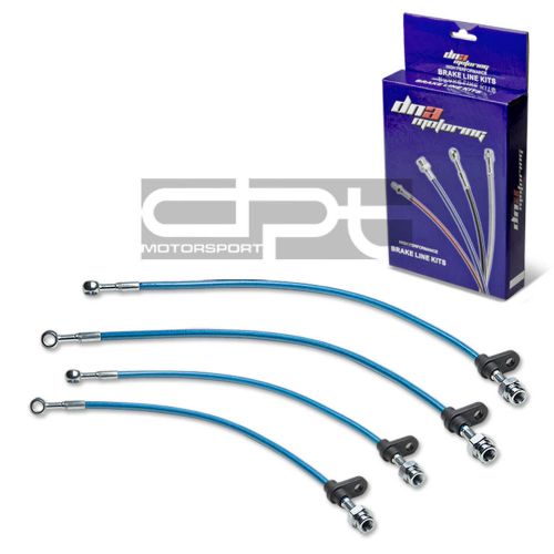 Integra da1/da3 replacement front/rear ss hose blue pvc coated brake line kit