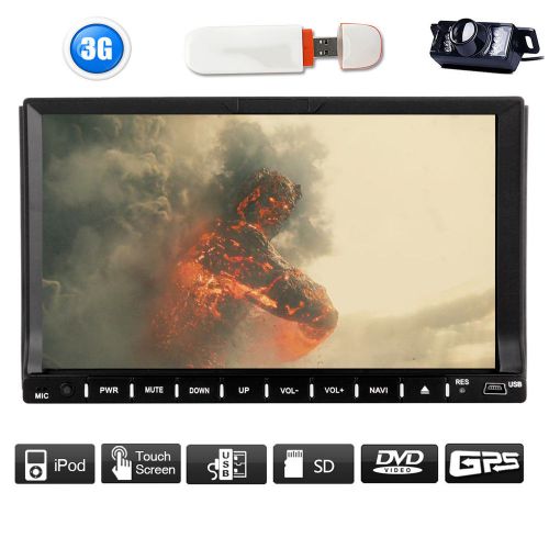 Camera+7&#034; touch screnn car dvd double din gps navigation system fm/am radio 3g