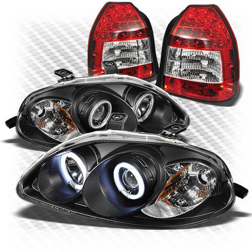 96-98 civic 3dr black ccfl pro headlights + r/c philips-led perform tail lights