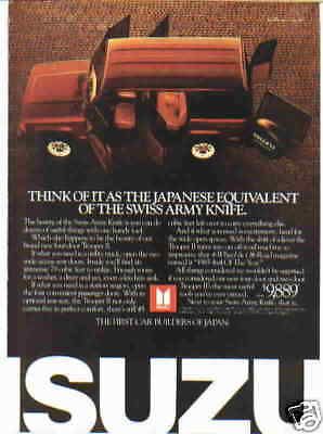 1986 isuzu trooper ***original ad*** swiss army knife