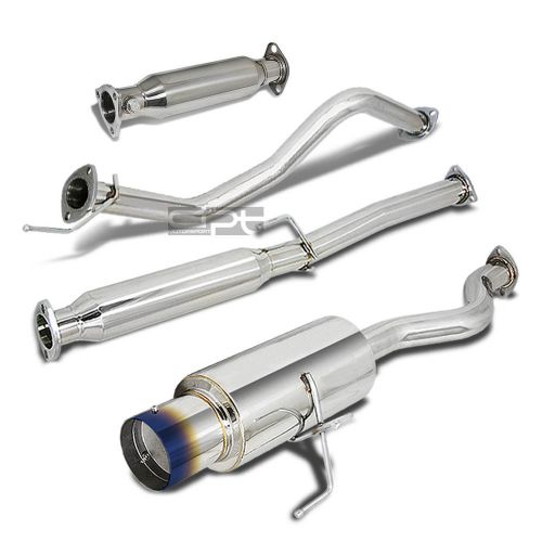 For 94-01 dc db rs/gs 4&#034;burnt tip stainless steel catback+high flow exhaust pipe