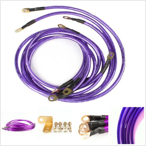 Car/truck battery electronic copper ground/earth wire cable system kit purple