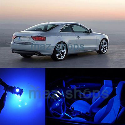 Canbus blue 6 pieces led interior lights package fit 08 -up audi b8 model a5 s5