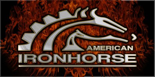 American ironhorse chopper motorcycle motocross racing garage banner - real fire