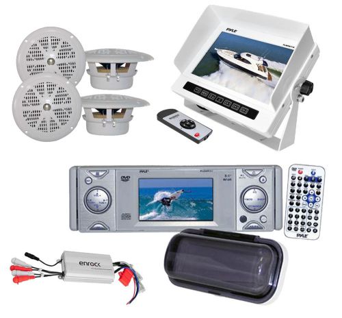 Marine pyle dvd cd weatherband radio receiver,800w amp,lcd monitor,4 speakers