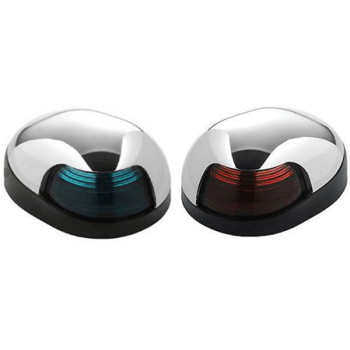 Pair red and green chrome quasar deck mount 2 mile visibility navigation lights