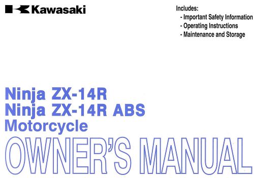 2013 kawasaki ninja zx-14r abs motorcycle owners manual -ninja zx1400ed-zx1400fd