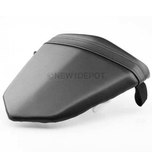 Black leather rear passenger pillow seat cushion cover for yamaha yzf r6 07 nd