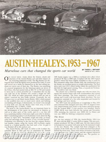 Austin-healeys 1953-1967 road test data original road &amp; track print article