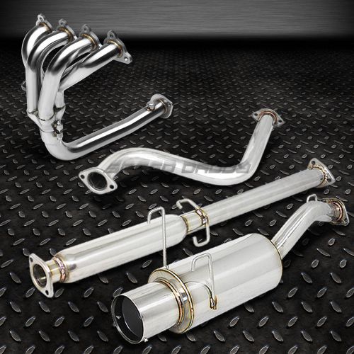 4.5&#034; muffler tip racing catback exhaust+4-1 header manifold for 93-97 del sol eg