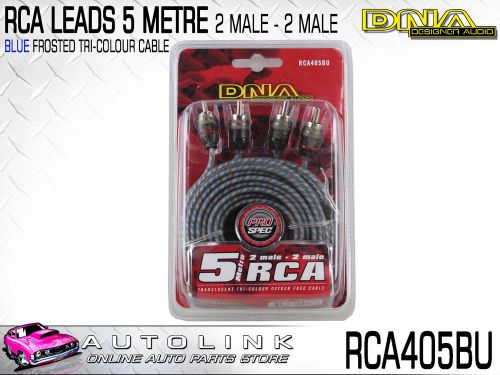 Dna 2 male rca to 2 male rca pro spec cable - blue 5 metres ( rca405bu )