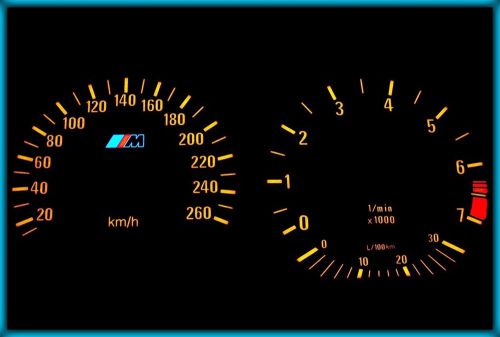 G034 bmw e36 91-99 eu 260kmh black/amber el plasma glow gauges cluster dials