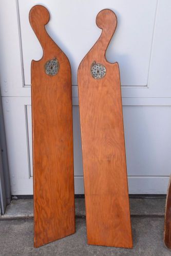 Wood vintage canoe lee boards with brass fittings