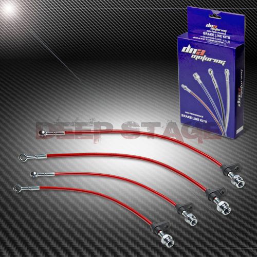 Stainless ss braided hose racing brake line 86-89 acura integra da1/da3 red