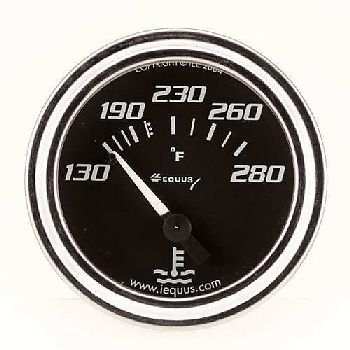 Equus 2 inch water temperature gauge chrome bezel black faced 130-280 f 7232 new