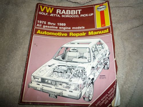 Vw rabbit golf,jetta,scirocco,pick-up 1975 thru 1989 repair manual by haynes.