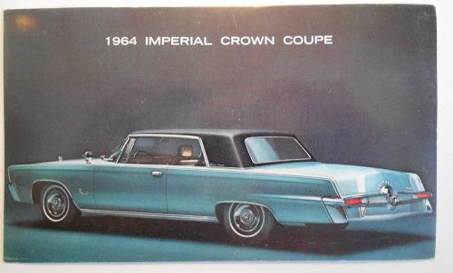 1964 original chrysler imperial crown coupe advertising postcard