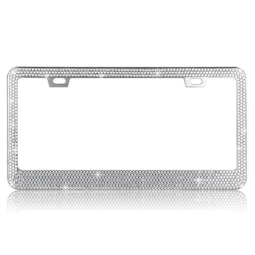 Pure handmade crystal bling bling rhinestones aluminium car license plate frame
