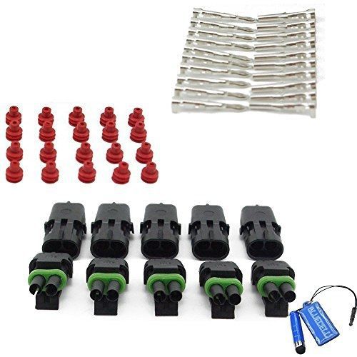 Bcp 5 kits weatherproof electrical 2 pin way connector