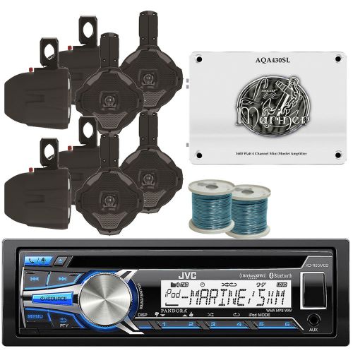 1600w marine amplifier, 8-6.5&#034; speakers &amp; wires, bluetooth usb aux cd receiver