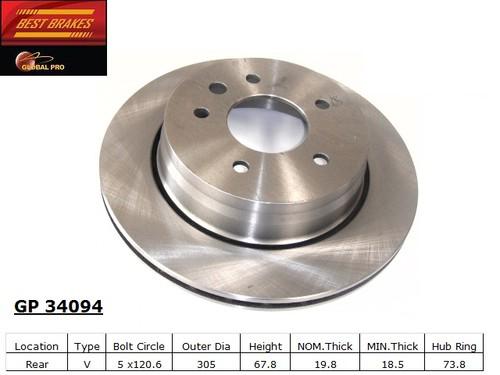 Best brakes usa gp34094 rear brake rotor/disc-disc brake rotor