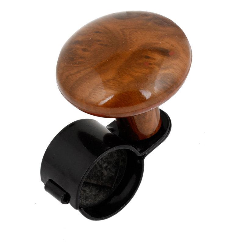 Wood grain metal steering wheel aid knob spinner brown for car truck