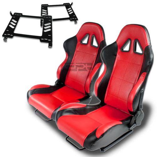 Type-5 racing seat black red woven+silder+for 90-99 toyota mr2 sw20 bracket x2