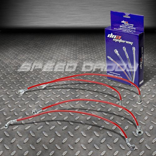 Front+rear stainless hose brake line/cable for 01-05 civic em/es/ep3 si red