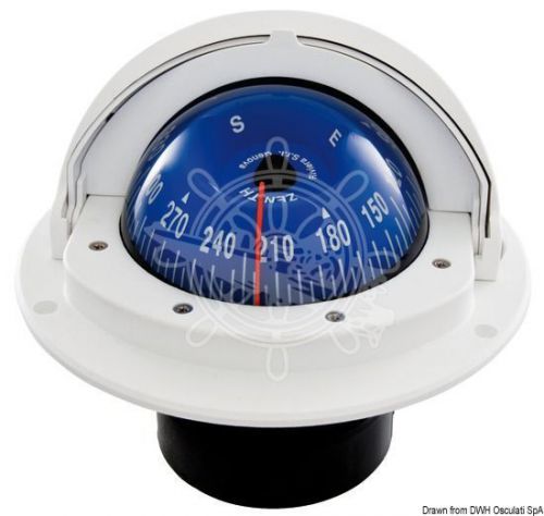 Riviera boat marine compass 3&#034; 80mm white/blue front rose wrap-around cover