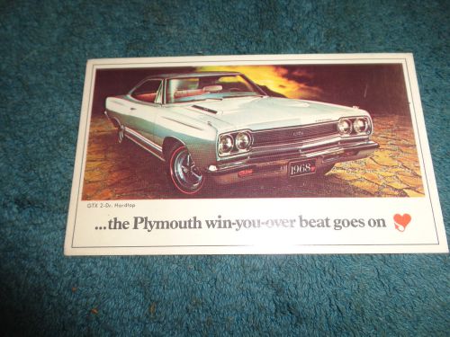 1968 plymouth gtx dealership post card mailer / original unsent item