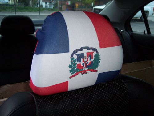 Dominican republic car/auto headrest flags/covers (pair)