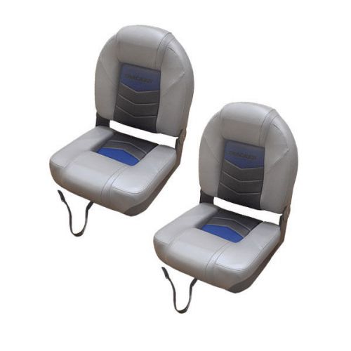 Tracker marine charcoal / blue folding boat fishing seats - pair