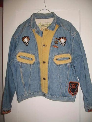 Denim motorcycle jacket with h-d patches