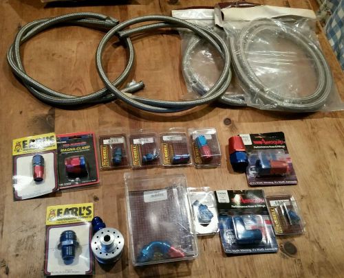 Earl&#039;s, russell, aeroquip  performance fuel fittings and ss braided hose lot