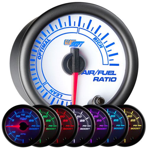 52mm glowshift air fuel ratio afr gauge meter w. white 7 color display