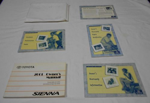 2001 toyota sienna owner&#039;s manual 5/pc.set &amp; white plastic dealer case.free s/h