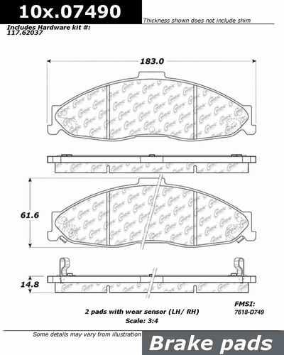 Centric 106.07490 brake pad or shoe, front