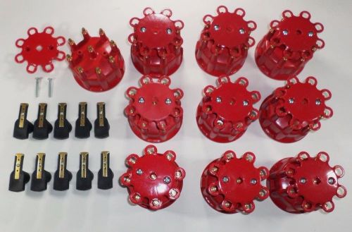 10 red ready-to-run / pro billet replacement distributor caps &amp; rotors tsp 88.5