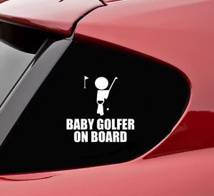 Baby golfer on board vinyl decal sticker bumper funny golf clubs bag driver cart